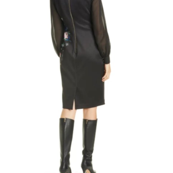 Ted Baker Ophena Flower Bodycon Dress in Black Size US 8 Medium - Picture 3 of 4